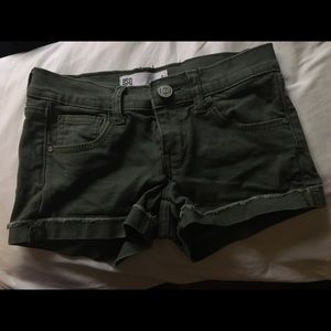 Green denim shorts